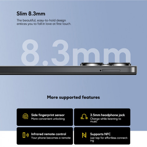  Xiaomi POCO M6 Global, 8 Go + 256 Go, lecteur d'empreintes digitales latéral, 6,79 pouces Xiaomi HyperOS MediaTek Helio G91-Ultra Octa Core 2,0 GHz, NFC, réseau : 4G (noir) SX985B204-07