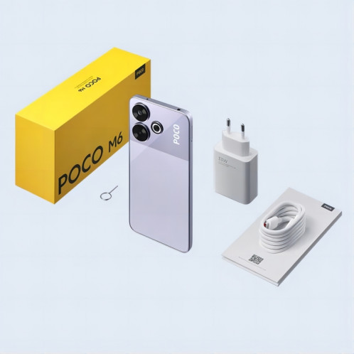  Xiaomi POCO M6 Global, 8 Go + 256 Go, lecteur d'empreintes digitales latéral, 6,79 pouces Xiaomi HyperOS MediaTek Helio G91-Ultra Octa Core 2,0 GHz, NFC, réseau : 4G (noir) SX985B204-07