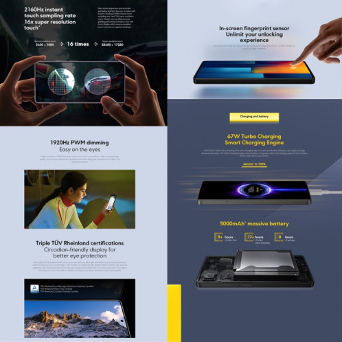  Xiaomi POCO M6 Pro Global, 8 Go + 256 Go, lecteur d'empreintes digitales à l'écran, 6,67 pouces MIUI 14 MediaTek Helio G99-Ultra Octa Core 2,2 GHz, NFC, réseau : 4G (bleu) SX986L479-07