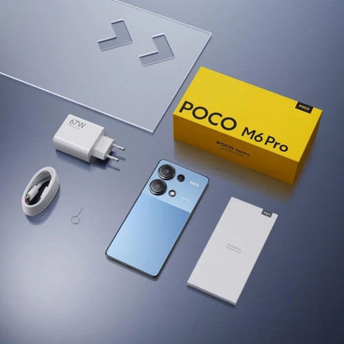  Xiaomi POCO M6 Pro Global, 12 Go + 512 Go, lecteur d'empreintes digitales à l'écran, 6,67 pouces MIUI 14 MediaTek Helio G99-Ultra Octa Core 2,2 GHz, NFC, réseau : 4G (bleu) SX987L828-07