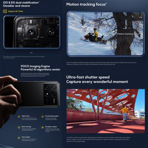  Xiaomi POCO X6 Pro Global, 12 Go + 512 Go, lecteur d'empreintes digitales intégré, 6,67 pouces Xiaomi HyperOS MediaTek Dimensity 8300-Ultra Octa Core 3,35 GHz, NFC, réseau : 5G (gris) SX988H1775-08