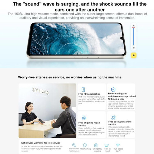 Vivo Y50m 5G, 8 Go + 256 Go, reconnaissance faciale/empreinte digitale latérale, écran 6,74 pouces, Android 15, OriginOS 5, Dimensity 6300 Octa Core, OTG, réseau 5G (or) SH995J675-017