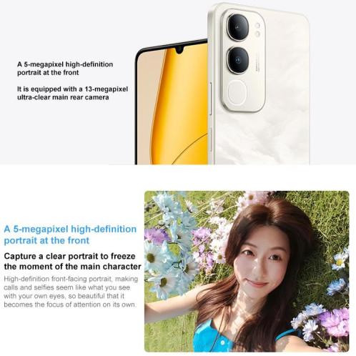 Vivo Y50m 5G, 12 Go + 256 Go, reconnaissance faciale/empreinte digitale latérale, écran 6,74 pouces, Android 15, OriginOS 5, Dimensity 6300 Octa Core, OTG, réseau 5G (noir) SV996B754-017