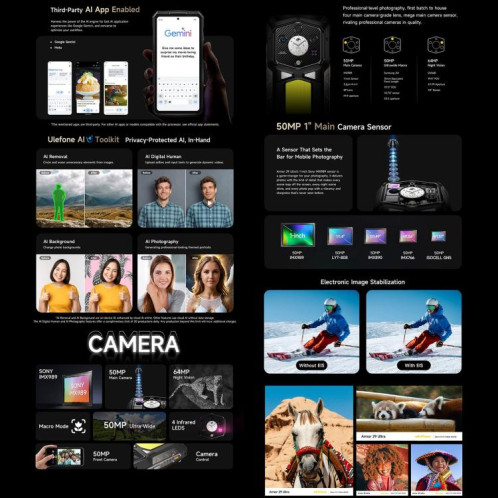  Téléphone ultra-résistant Ulefone Armor 29, 16 Go + 1 To, vision nocturne, écran 6,67 pouces + 1,04 pouce, Android 15, MediaTek Dimensity 9300+ Octa Core, réseau 5G, voyant LED polyvalent, voyant SU005B47-013