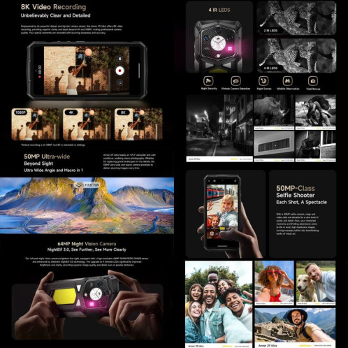  Téléphone ultra-résistant Ulefone Armor 29, 16 Go + 1 To, vision nocturne, écran 6,67 pouces + 1,04 pouce, Android 15, MediaTek Dimensity 9300+ Octa Core, réseau 5G, voyant LED polyvalent, voyant SU005B47-013