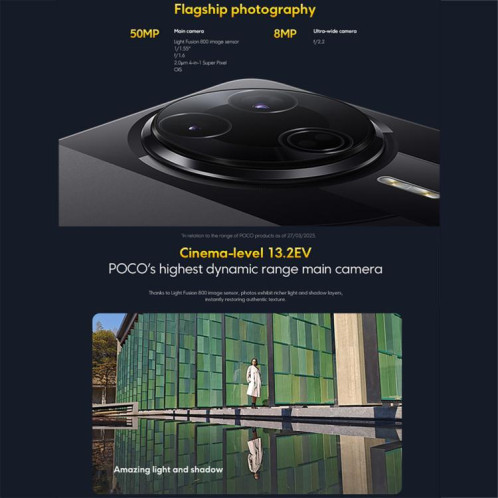  Xiaomi POCO F7 Global, 12 Go + 256 Go, lecteur d'empreintes digitales intégré, écran 6,67 pouces, Xiaomi HyperOS 2, Snapdragon 8 Gen 3 Octa Core, NFC, réseau 5G (bleu) SX014L1656-021