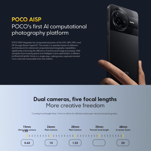 Xiaomi POCO F7 Global, 12 Go + 256 Go, lecteur d'empreintes digitales intégré, écran 6,67 pouces, Xiaomi HyperOS 2, Snapdragon 8 Gen 3 Octa Core, NFC, réseau 5G (bleu) SX014L1656-021