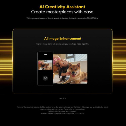  Xiaomi POCO F7 Ultra Global, 16 Go + 512 Go, lecteur d'empreintes digitales intégré, écran 6,67 pouces, Xiaomi HyperOS 2, Snapdragon 8 Elite Octa Core, NFC, réseau 5G (jaune) SX017Y1300-023