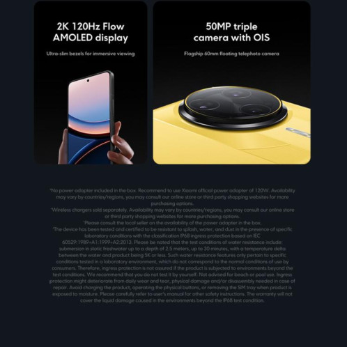  Xiaomi POCO F7 Ultra Global, 16 Go + 512 Go, lecteur d'empreintes digitales intégré, écran 6,67 pouces, Xiaomi HyperOS 2, Snapdragon 8 Elite Octa Core, NFC, réseau 5G (jaune) SX017Y1300-023