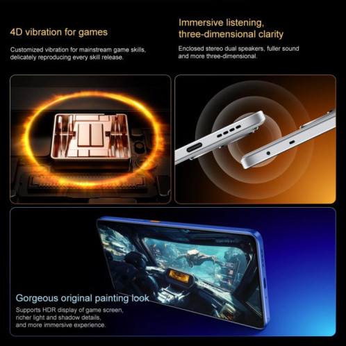 Realme Neo7 SE, 12 Go + 256 Go, 6,78 pouces, Android 15 / Realme UI 6.0, MediaTek Dimensity 8400-MAX Octa Core, NFC, réseau 5G (bleu) SR514L1324-021
