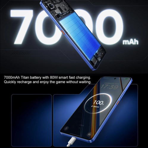 Realme Neo7 SE, 12 Go + 256 Go, 6,78 pouces, Android 15 / Realme UI 6.0, MediaTek Dimensity 8400-MAX Octa Core, NFC, réseau 5G (bleu) SR514L1324-021