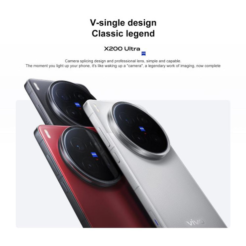 Vivo X200 Ultra, 16 Go + 512 Go, reconnaissance faciale / reconnaissance d'empreintes digitales 3D par ultrasons, écran 6,82 pouces, OriginOS 5 / Android 15, Snapdragon 8 Elite Octa Core, OTG, NFC, réseau 5G, SV522W778-018