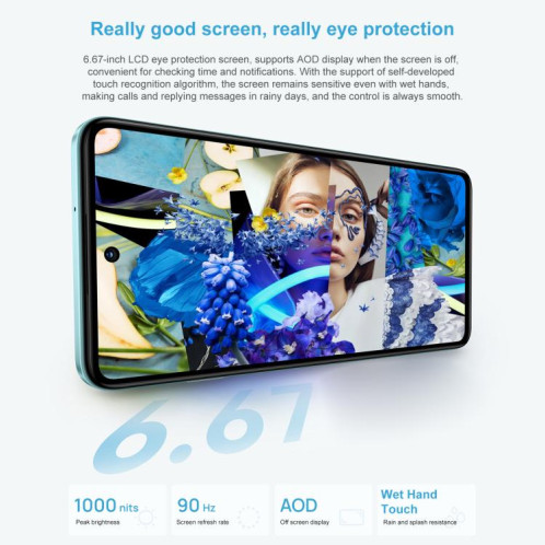 HUAWEI Enjoy 80, 8 Go + 128 Go, lecteur d'empreintes digitales latéral, 6,67 pouces, HarmonyOS 4.0, OTG, non compatible avec Google Play (noir) SH528B392-013