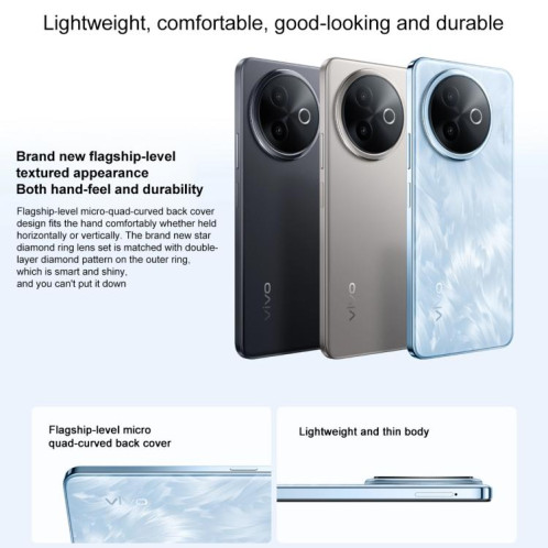 Vivo Y300i, 8 Go + 256 Go, reconnaissance faciale / empreinte digitale latérale, écran 6,68 pouces, Android 15, OriginOS 5, Snapdragon 4 Gen 2 Octa Core, OTG, NFC, réseau 5G (noir) SV537B295-010
