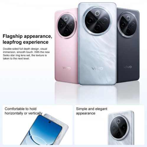 Vivo Y300 Pro+, 8 Go + 128 Go, reconnaissance faciale / empreinte digitale, écran 6,77 pouces, Android 15, OriginOS 5, Snapdragon 7s Gen 3 Octa Core, OTG, NFC, réseau 5G (argent) SV540S1373-011