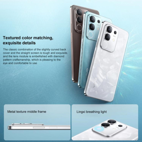 Vivo Y300t, 8 Go + 256 Go, reconnaissance faciale / empreinte digitale latérale, écran 6,72 pouces, Android 15, OriginOS 5, Dimensity 7300 Octa Core, OTG, NFC, réseau 5G (blanc) SV545W690-013