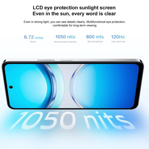 Vivo Y300t, 8 Go + 256 Go, reconnaissance faciale / empreinte digitale latérale, écran 6,72 pouces, Android 15, OriginOS 5, Dimensity 7300 Octa Core, OTG, NFC, réseau 5G (blanc) SV545W690-013