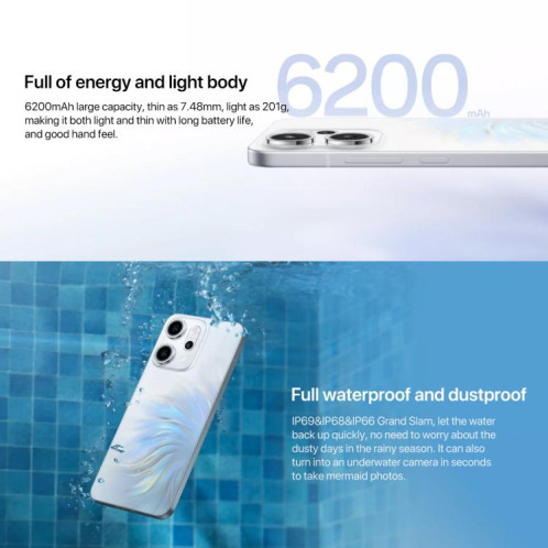 Téléphone OPPO Reno14 Pro IA, 12 Go + 256 Go, écran 6,83 pouces, ColorOS 15.0, Dimensity 8450 Octa Core, NFC, OTG, réseau 5G (blanc) SO555W967-018