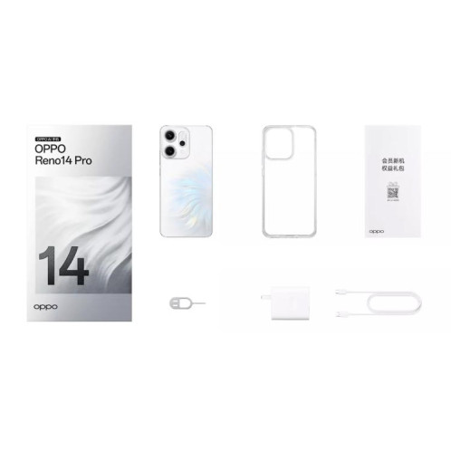 Téléphone OPPO Reno14 Pro IA, 16 Go + 512 Go, écran 6,83 pouces, ColorOS 15.0, Dimensity 8450 Octa Core, NFC, OTG, réseau 5G (blanc) SO558W181-018