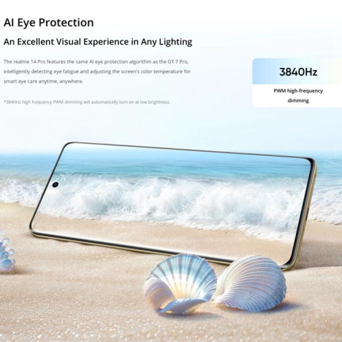 Realme 14 Pro, 16 Go + 512 Go, écran 6,77 pouces, reconnaissance d'empreintes digitales, Realme UI 6.0 Dimensity 7300 Octa Core, NFC, réseau 5G (blanc) SO813W483-022