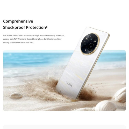 Realme 14 Pro, 16 Go + 512 Go, écran 6,77 pouces, reconnaissance d'empreintes digitales, Realme UI 6.0 Dimensity 7300 Octa Core, NFC, réseau 5G (blanc) SO813W483-022