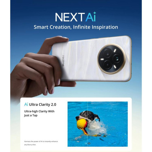 Realme 14 Pro+, 12 Go + 256 Go, écran 6,83 pouces, reconnaissance d'empreintes digitales, Realme UI 6.0, Snapdragon 7s Gen 3 Octa Core, NFC, réseau 5G (blanc) SO814W1183-027