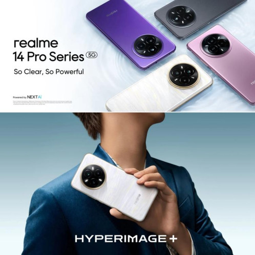 Realme 14 Pro+, 12 Go + 256 Go, écran 6,83 pouces, reconnaissance d'empreintes digitales, Realme UI 6.0, Snapdragon 7s Gen 3 Octa Core, NFC, réseau 5G (blanc) SO814W1183-027