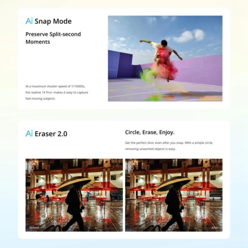 Realme 14 Pro+, 12 Go + 512 Go, écran 6,83 pouces, reconnaissance d'empreintes digitales, Realme UI 6.0, Snapdragon 7s Gen 3 Octa Core, NFC, réseau 5G (blanc) SO815W838-027
