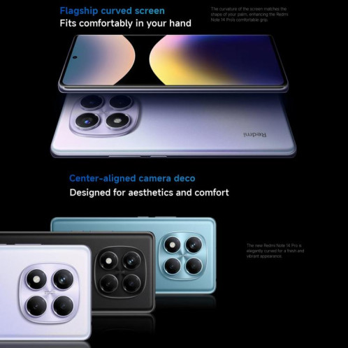  Xiaomi Redmi Note 14 Pro 4G Global, 12 Go + 256 Go, lecteur d'empreintes digitales à l'écran, 6,67 pouces Xiaomi HyperOS Helio G100-Ultra Octa Core, NFC, réseau : 4G (bleu) SX903L1435-020