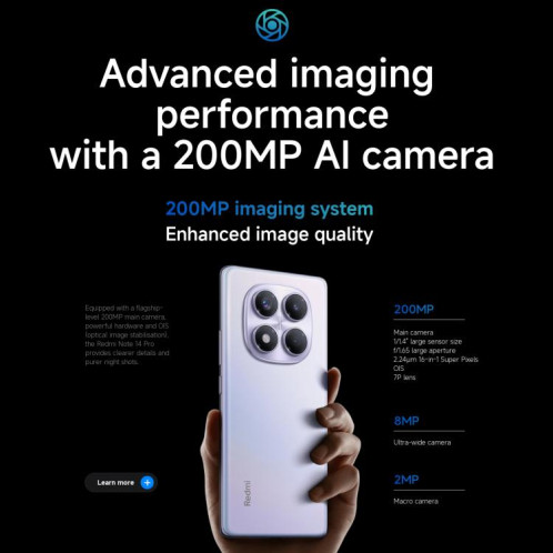 Xiaomi Redmi Note 14 Pro 4G Global, 12 Go + 512 Go, lecteur d'empreintes digitales à l'écran, 6,67 pouces Xiaomi HyperOS Helio G100-Ultra Octa Core, NFC, réseau : 4G (violet) SX904P1723-020