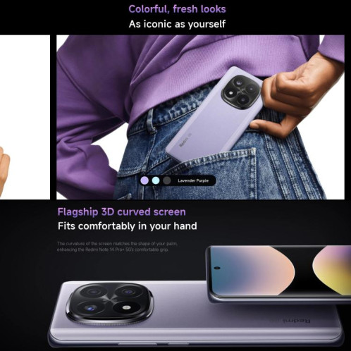  Xiaomi Redmi Note 14 Pro+ 5G Global, 8 Go + 256 Go, lecteur d'empreintes digitales à l'écran, 6,67 pouces Xiaomi HyperOS Snapdragon 7s Gen 3 Octa Core, NFC, réseau : 5G (bleu) SX908L523-025