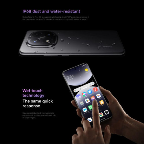  Xiaomi Redmi Note 14 Pro+ 5G Global, 12 Go + 512 Go, lecteur d'empreintes digitales intégré, 6,67 pouces Xiaomi HyperOS Snapdragon 7s Gen 3 Octa Core, NFC, réseau : 5G (noir) SX909B1777-025