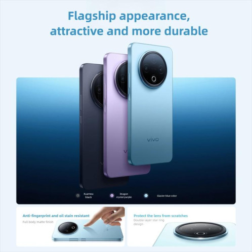 Vivo Y500, 12 Go + 256 Go, 6,77 pouces, Android 15, OriginOS 5, Dimensity 7300 Octa Core, OTG, NFC, réseau 5G (violet) SV242P560-018