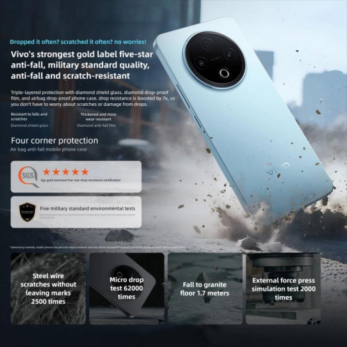 Vivo Y500, 12 Go + 256 Go, 6,77 pouces, Android 15, OriginOS 5, Dimensity 7300 Octa Core, OTG, NFC, réseau 5G (noir) SV242B751-018