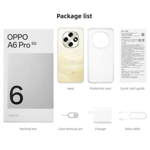 OPPO A6 Pro 5G, 12 Go + 256 Go, écran 6,57 pouces, lecteur d'empreintes digitales, ColorOS 15, Android 15, Dimensity 7300 Octa Core, NFC, OTG, réseau 5G (noir) SO248B65-021