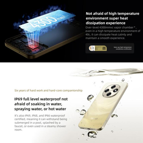 OPPO A6 Pro 5G, 16 Go + 256 Go, écran 6,57 pouces, processeur ColorOS 15, Android 15, Dimensity 7300 Octa Core, NFC, OTG, réseau 5G (noir) SO249B320-021