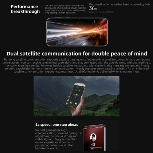 HUAWEI Pura 80 Ultra, 16 Go + 512 Go, reconnaissance d'empreintes digitales latérale, écran 6,8 pouces, HarmonyOS 5.1, NFC, OTG, non compatible avec Google Play (Noir) SH256B1810-020