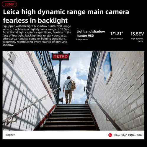 Xiaomi 17, 12 Go + 512 Go, lecteur d'empreintes digitales ultrasonique 3D, écran 6,3 pouces, Xiaomi HyperOS 3, Snapdragon 8 Elite Gen 5 Octa Core, NFC, réseau 5G (blanc) SX268W1429-024