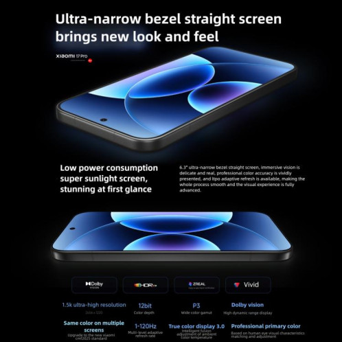 Xiaomi 17 Pro, 16 Go + 1 To, lecteur d'empreintes digitales ultrasonique 3D, écrans 6,3 pouces et 2,7 pouces, Xiaomi HyperOS 3, Snapdragon 8 Elite Gen 5 Octa Core, NFC, réseau 5G (blanc) SX272W1608-027