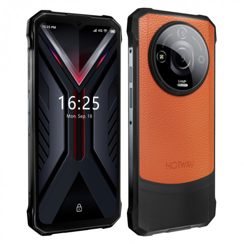  Téléphone robuste HOTWAV T7, 6 Go + 256 Go, 6280 mAh, 6,6 pouces Android 13 MT8788 Octa Core, réseau : 4G, OTG (Orange) SH379E286-016