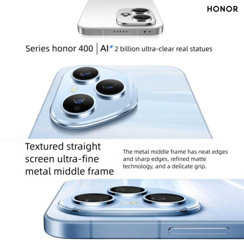 Honor 400 Pro, 12 Go + 512 Go, écran 6,55 pouces, MagicOS 9.0 / Android 15, processeur Snapdragon 8 Gen 3 Octa Core, réseau 5G, NFC, OTG (argent) SH404S1908-020