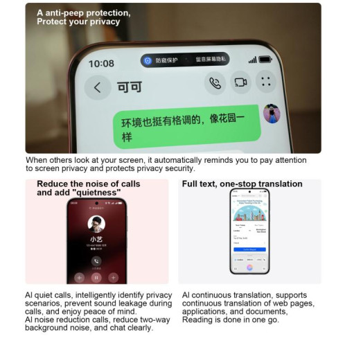 HUAWEI Pura 80 Pro, 12 Go + 1 To, reconnaissance d'empreintes digitales latérale, écran 6,8 pouces, HarmonyOS 5.1, NFC, OTG, non compatible avec Google Play (blanc) SH407W1671-019