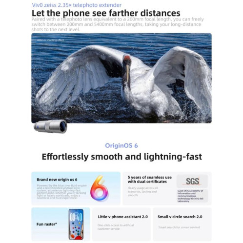 Vivo X300, 16 Go + 1 To, 6,31 pouces, OriginOS 6, Android 16, Dimensity 9500, Octa Core, OTG, NFC, réseau 5G (bleu) SV442L778-018