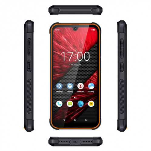 Smartphone robuste UNIWA F965 Pro, 6 Go + 128 Go, 6 pouces Android 13, MT6762 Octa Core, réseau : 4G, NFC, PoC, SOS, prise britannique (noir + orange) SU38BC241-07