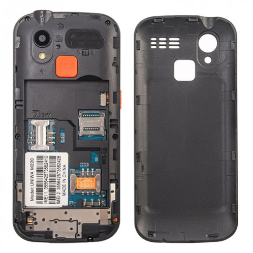 Téléphone portable pour personnes âgées UNIWA M220, 1,77 pouces, batterie 800 mAh, réseau : 2G, SOS, lampe de poche LED, FM, prise britannique (rouge) SU542R389-07