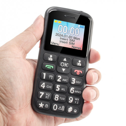Téléphone portable pour personnes âgées UNIWA M220, 1,77 pouces, batterie 800 mAh, réseau : 2G, SOS, lampe de poche LED, FM, prise britannique (rouge) SU542R389-07
