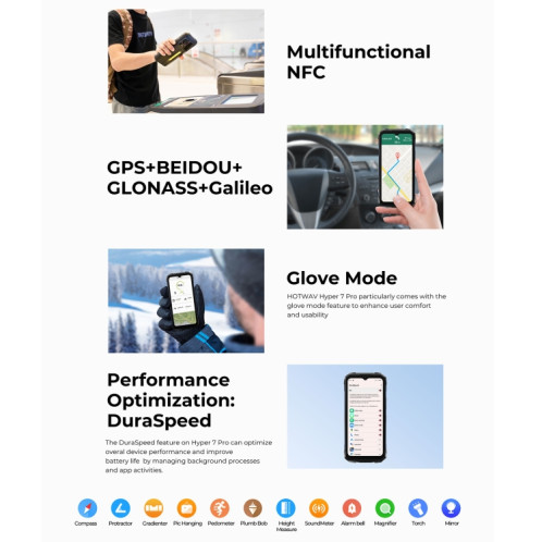  Téléphone robuste HOTWAV Hyper 7 Pro, 16 Go + 256 Go, 10800 mAh, 6,6 pouces Android 14 MediaTek Dimensity 7050 5G, réseau : 5G, OTG, NFC (noir) SH550B1944-020