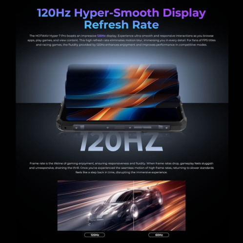  Téléphone robuste HOTWAV Hyper 7 Pro, 16 Go + 256 Go, 10800 mAh, 6,6 pouces Android 14 MediaTek Dimensity 7050 5G, réseau : 5G, OTG, NFC (noir) SH550B1944-020
