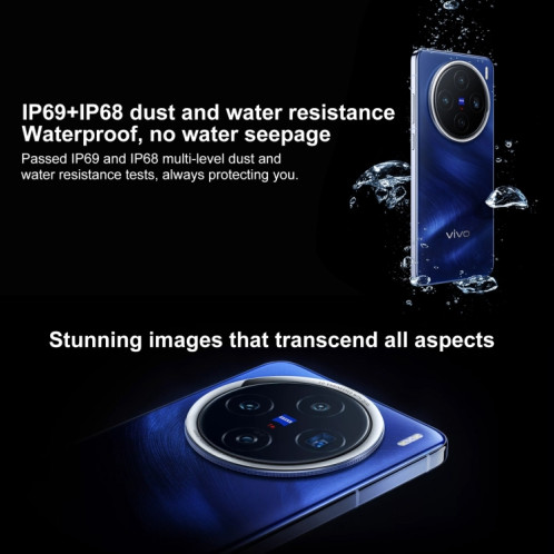vivo X200, 16 Go + 512 Go, Face ID / Identification par empreinte digitale à l'écran, 6,67 pouces Android 15 Dimensity 9400 Octa Core, OTG, NFC, Réseau : 5G, Prise en charge de Google Play (bleu saphir) SV03BB1411-010