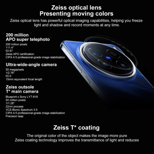 vivo X200 Pro, 12 Go + 256 Go, Face ID / Identification par empreinte digitale à l'écran, 6,78 pouces Android 15 Dimensity 9400 Octa Core, OTG, NFC, Réseau : 5G, Prise en charge de Google Play (Noir) SV804B146-011